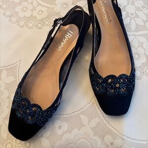 J.Renee Faleece Navy Shoes - Elegant Fancy Evening Slingback